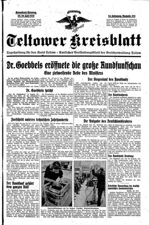Teltower Kreisblatt vom 29.07.1939