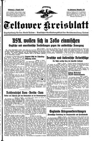 Teltower Kreisblatt vom 02.08.1939