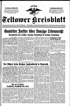 Teltower Kreisblatt on Aug 3, 1939