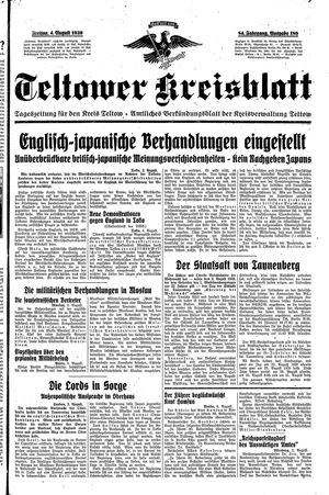 Teltower Kreisblatt vom 04.08.1939