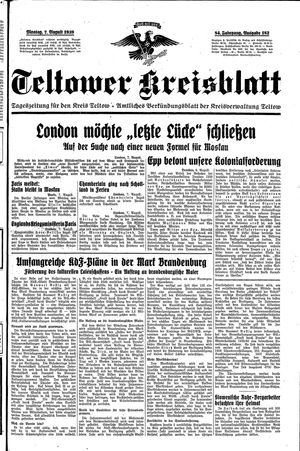 Teltower Kreisblatt vom 07.08.1939