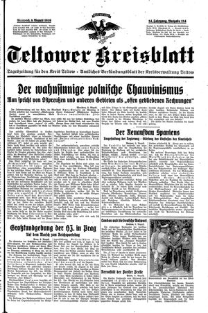 Teltower Kreisblatt vom 09.08.1939