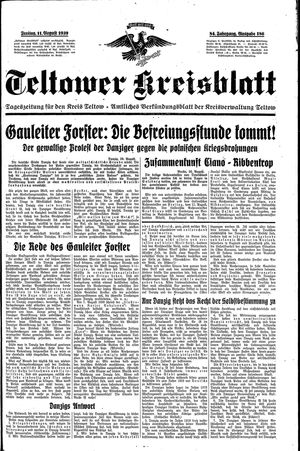 Teltower Kreisblatt vom 11.08.1939