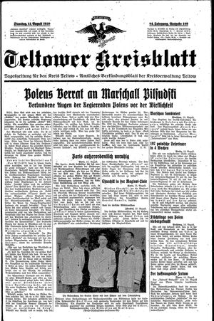 Teltower Kreisblatt vom 15.08.1939