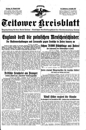 Teltower Kreisblatt vom 18.08.1939