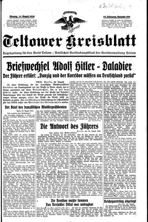 Teltower Kreisblatt vom 28.08.1939