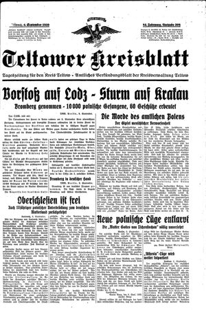 Teltower Kreisblatt vom 06.09.1939