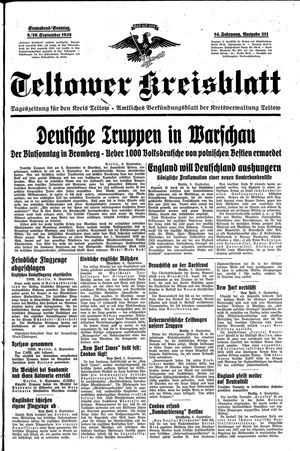 Teltower Kreisblatt vom 09.09.1939