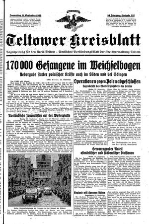 Teltower Kreisblatt vom 21.09.1939