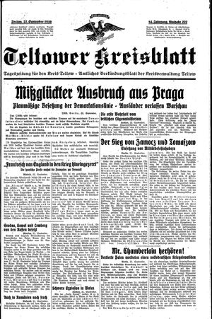 Teltower Kreisblatt vom 22.09.1939