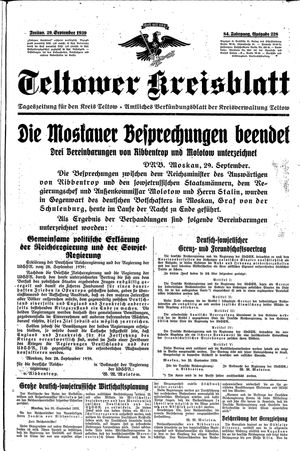 Teltower Kreisblatt vom 29.09.1939