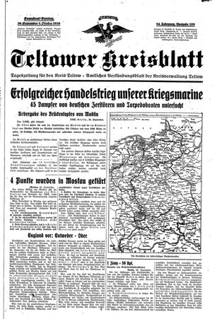 Teltower Kreisblatt vom 30.09.1939