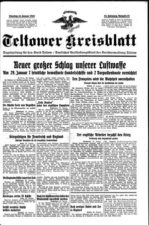 Teltower Kreisblatt vom 30.01.1940