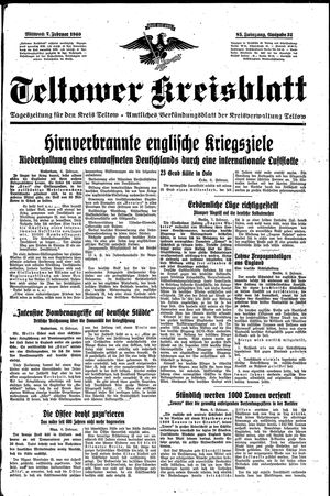 Teltower Kreisblatt vom 07.02.1940