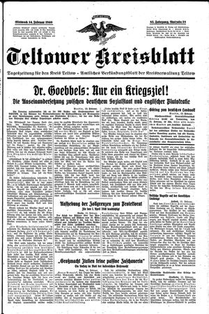 Teltower Kreisblatt vom 14.02.1940