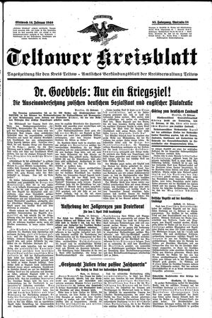 Teltower Kreisblatt vom 14.02.1940