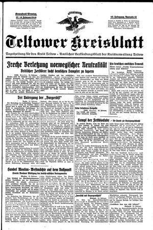 Teltower Kreisblatt vom 17.02.1940