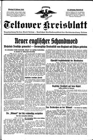 Teltower Kreisblatt vom 19.02.1940
