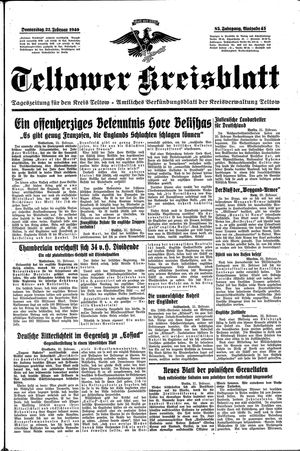 Teltower Kreisblatt on Feb 22, 1940