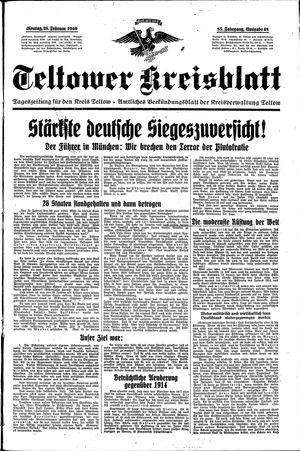 Teltower Kreisblatt vom 26.02.1940