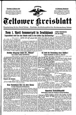 Teltower Kreisblatt vom 27.02.1940