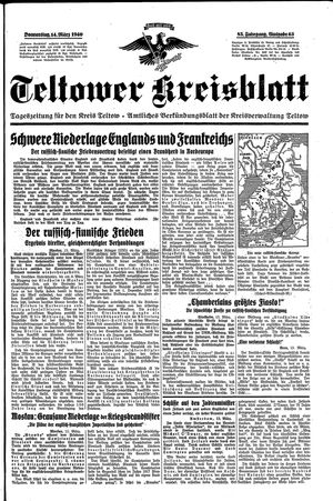 Teltower Kreisblatt vom 14.03.1940