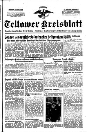 Teltower Kreisblatt vom 27.03.1940