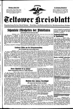 Teltower Kreisblatt vom 08.04.1940