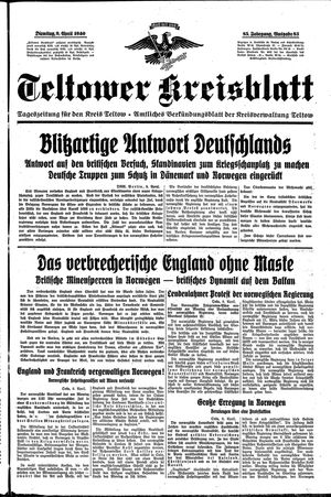 Teltower Kreisblatt vom 09.04.1940