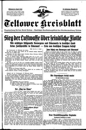 Teltower Kreisblatt vom 10.04.1940