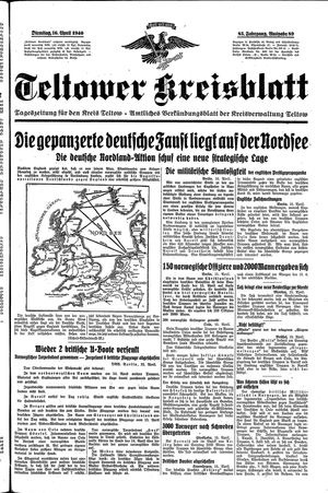 Teltower Kreisblatt vom 16.04.1940