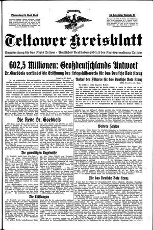 Teltower Kreisblatt vom 18.04.1940