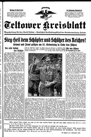 Teltower Kreisblatt vom 19.04.1940