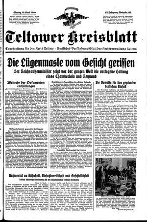 Teltower Kreisblatt vom 29.04.1940