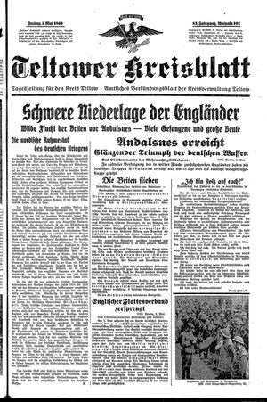 Teltower Kreisblatt on May 3, 1940
