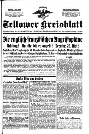 Teltower Kreisblatt vom 07.05.1940