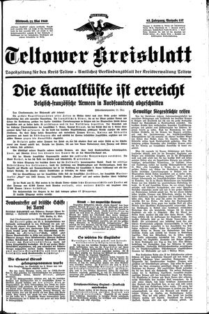 Teltower Kreisblatt vom 22.05.1940