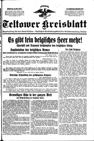 Teltower Kreisblatt vom 29.05.1940