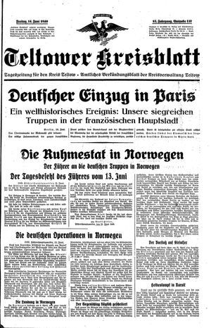 Teltower Kreisblatt vom 14.06.1940