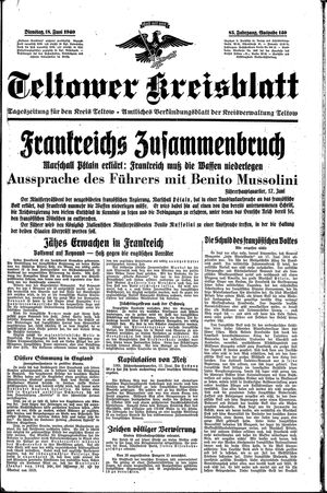 Teltower Kreisblatt vom 18.06.1940