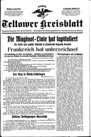 Teltower Kreisblatt vom 24.06.1940