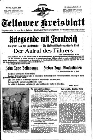 Teltower Kreisblatt vom 25.06.1940