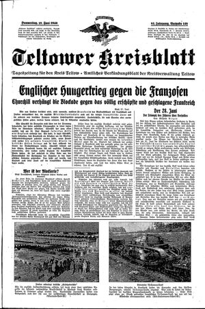 Teltower Kreisblatt vom 27.06.1940