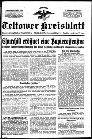 Teltower Kreisblatt vom 03.10.1940