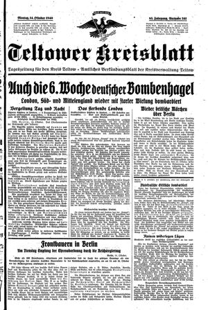 Teltower Kreisblatt vom 14.10.1940