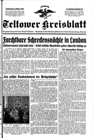 Teltower Kreisblatt vom 17.10.1940