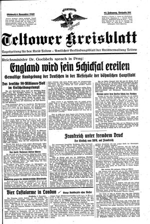 Teltower Kreisblatt vom 06.11.1940