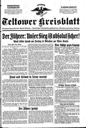 Teltower Kreisblatt vom 09.11.1940