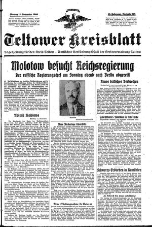 Teltower Kreisblatt vom 11.11.1940