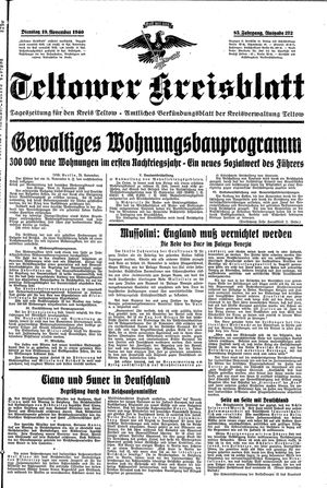 Teltower Kreisblatt vom 19.11.1940